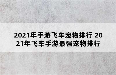 2021年手游飞车宠物排行 2021年飞车手游最强宠物排行